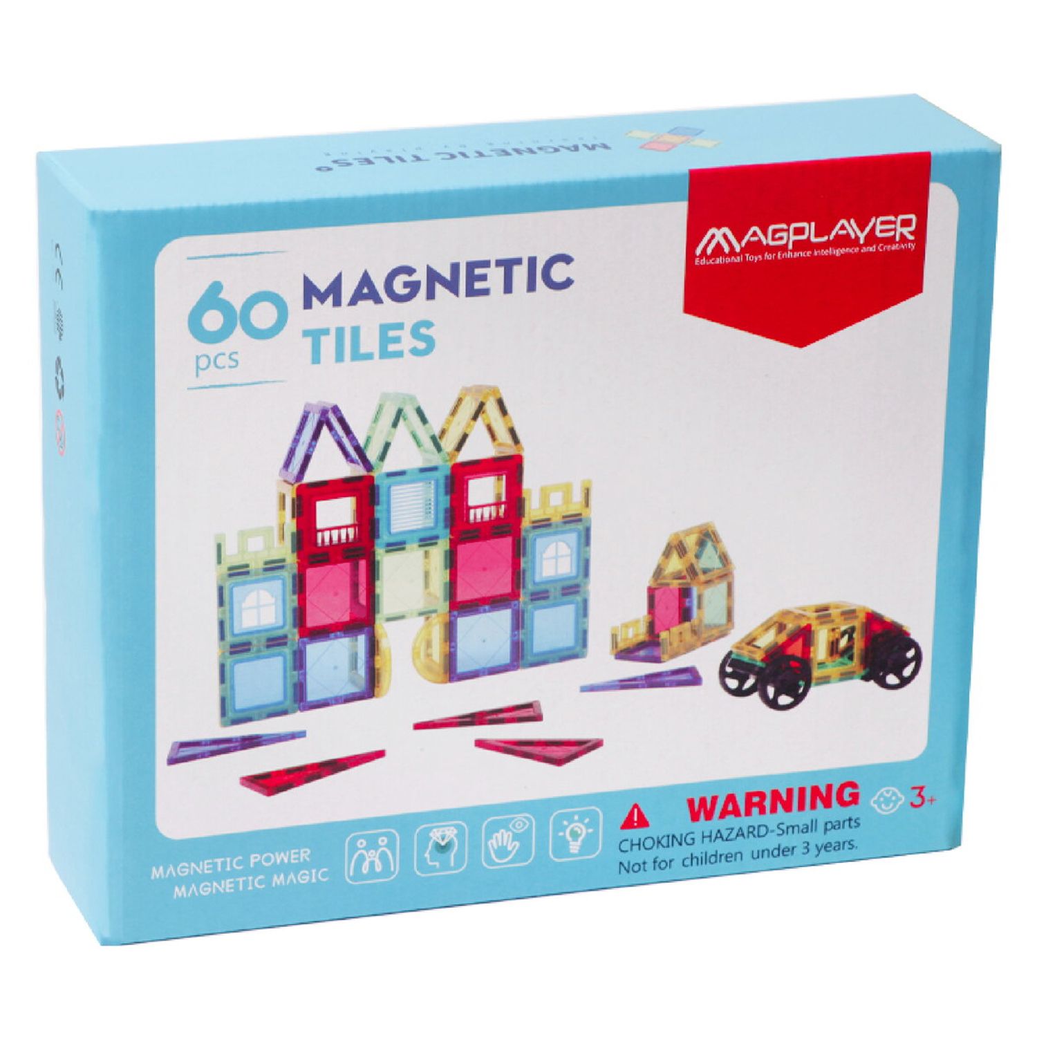 Set de constructie magnetic 3D - 60 piese fotografia produsului