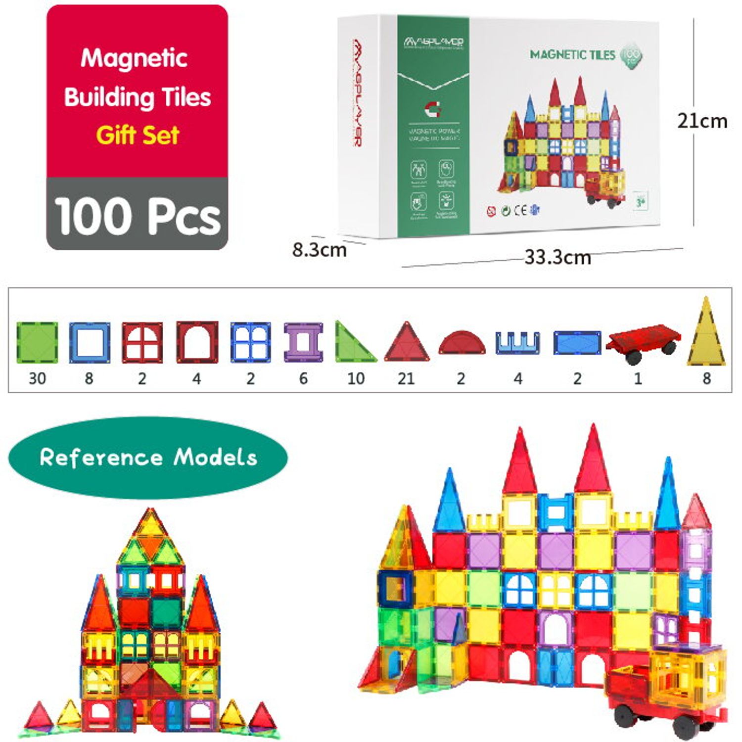 Set de constructie magnetic 3D - 100 piese fotografia produsului View 3 L