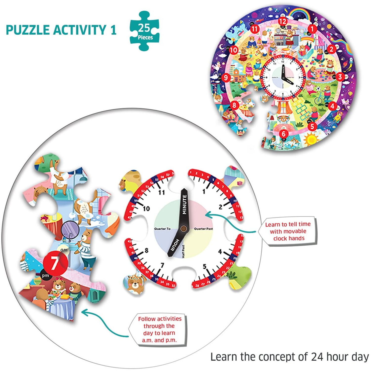Puzzle - Invatam ceasul cu ursuletul fotografia produsului View 2 L