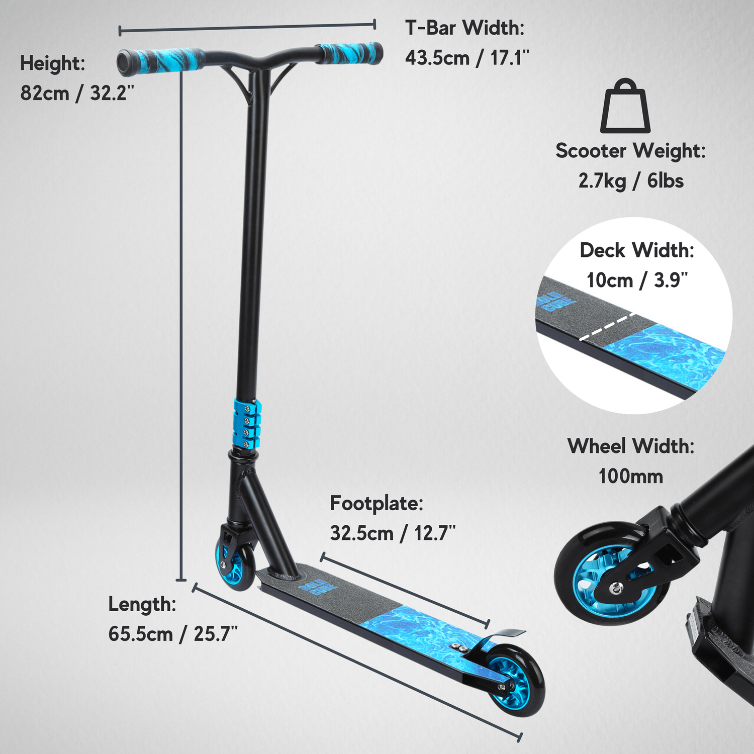 Trotineta de scheme freestyle - Scooter DELUXE Negru, 2 roti fotografia produsului View 6 L