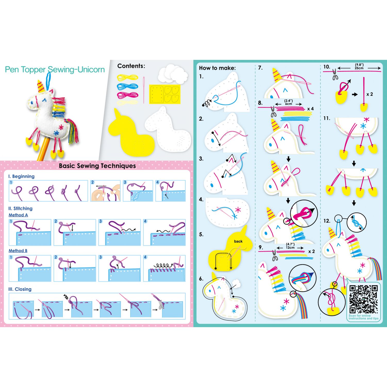 Set de cusut DIY - decoratiune topper pentru creion - Unicorn fotografia produsului View 3 L
