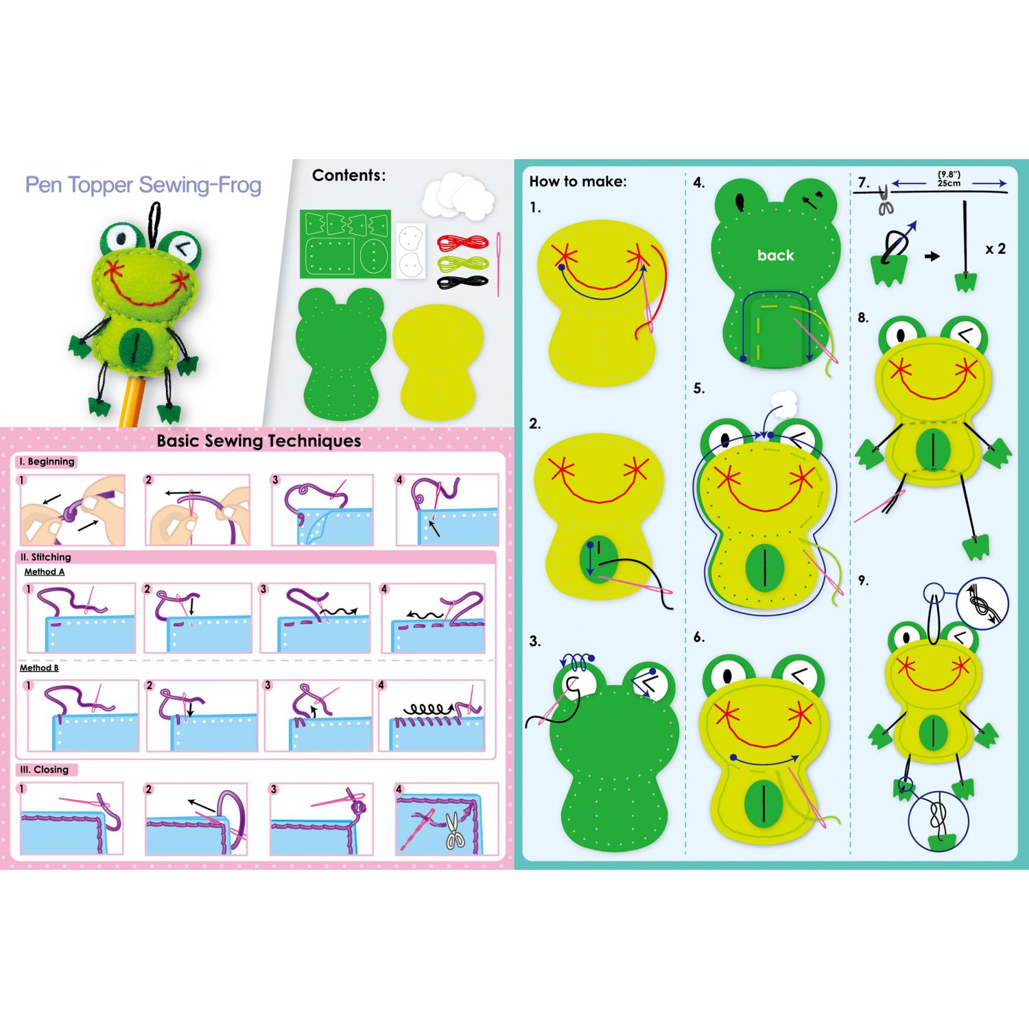 Set de cusut DIY - decoratiune topper pentru creion - Broasca fotografia produsului View 4 L