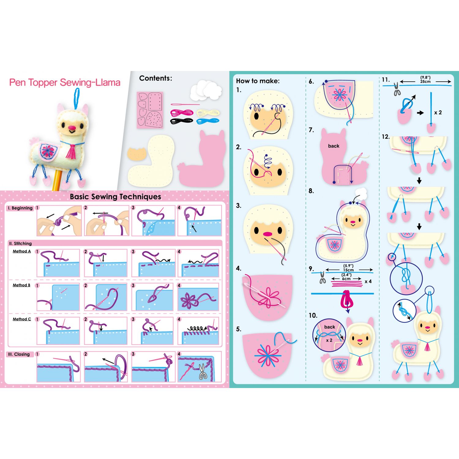 Set de cusut DIY - decoratiune topper pentru creion - Lama fotografia produsului View 5 L
