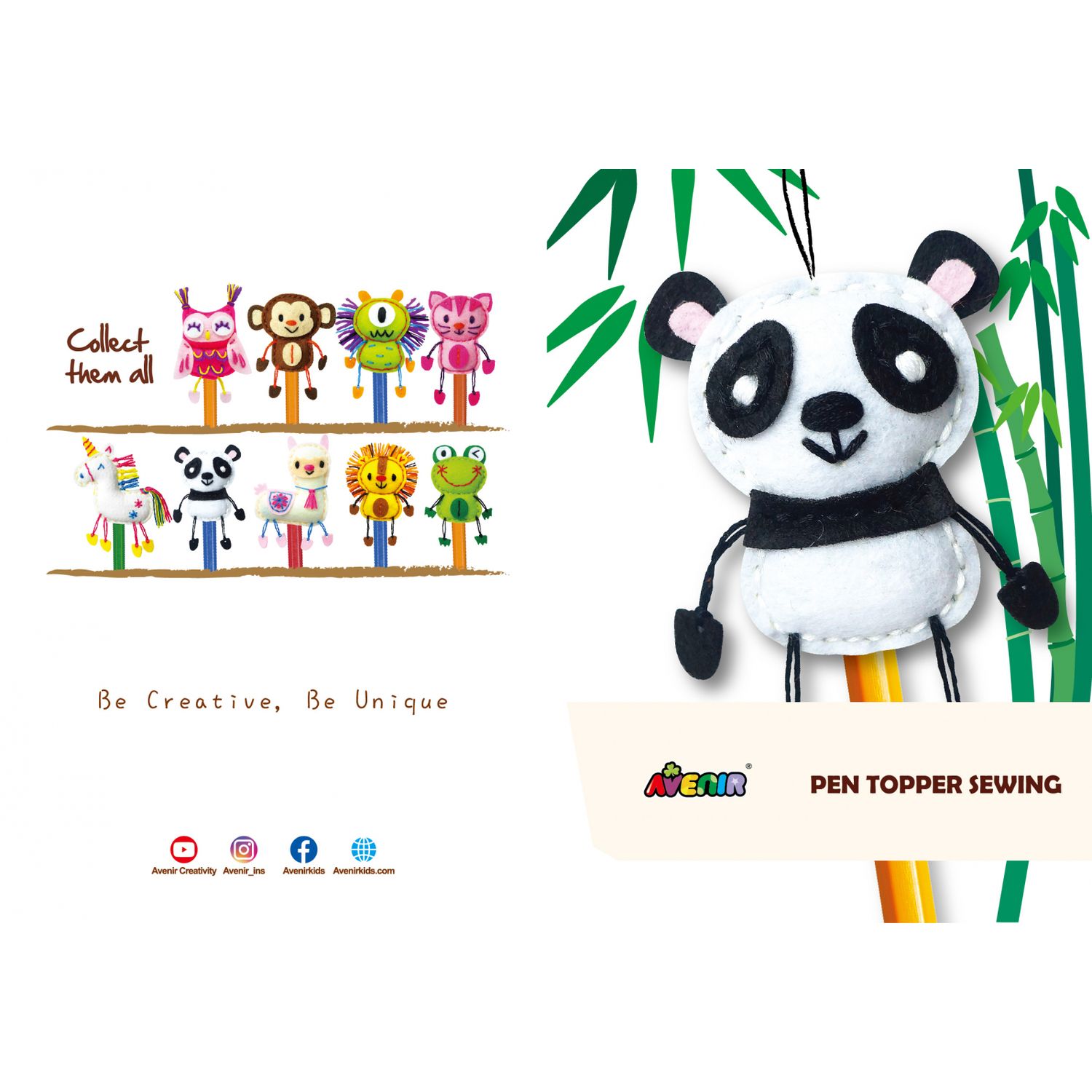 Set de cusut DIY - decoratiune topper pentru creion - Panda fotografia produsului View 5 L
