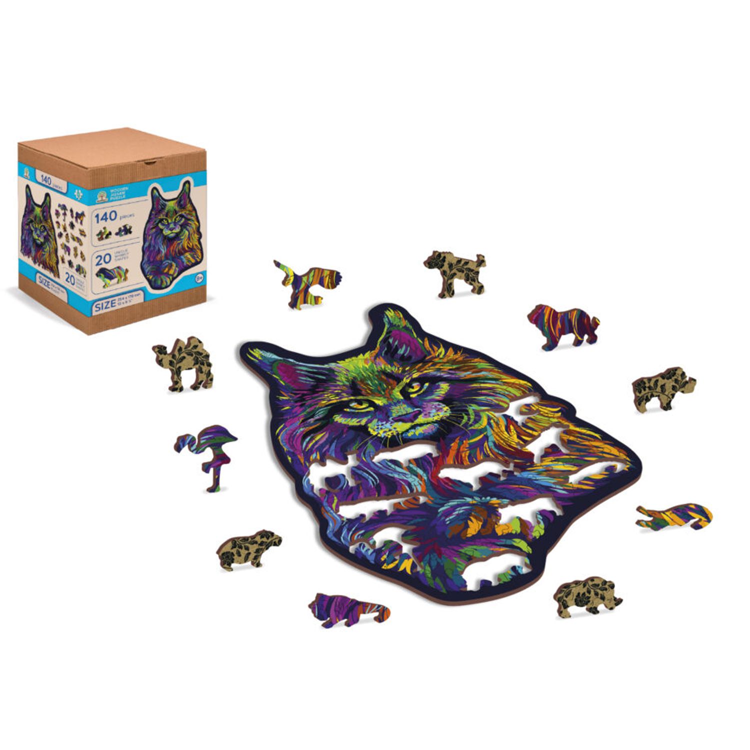 Puzzle din lemn, Pisica curcubeu, 140 piese fotografia produsului View 2 L