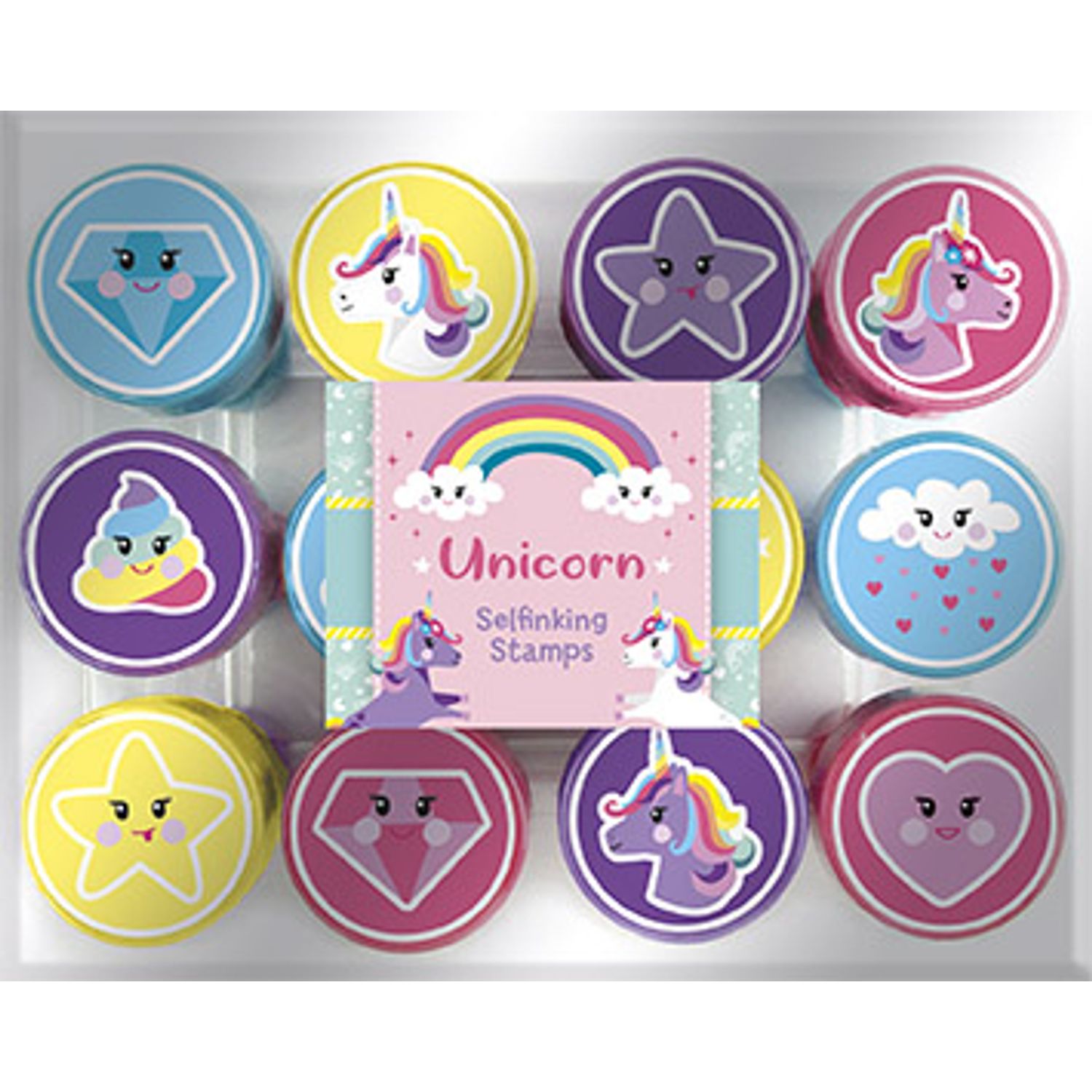 Set 12 stampile cu unicorni cu tus propriu fotografia produsului View 3 L