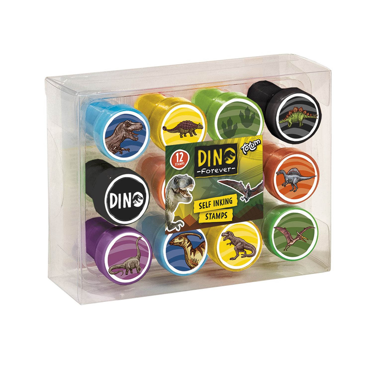 Set 12 stampile cu dinozauri cu tus propriu fotografia produsului