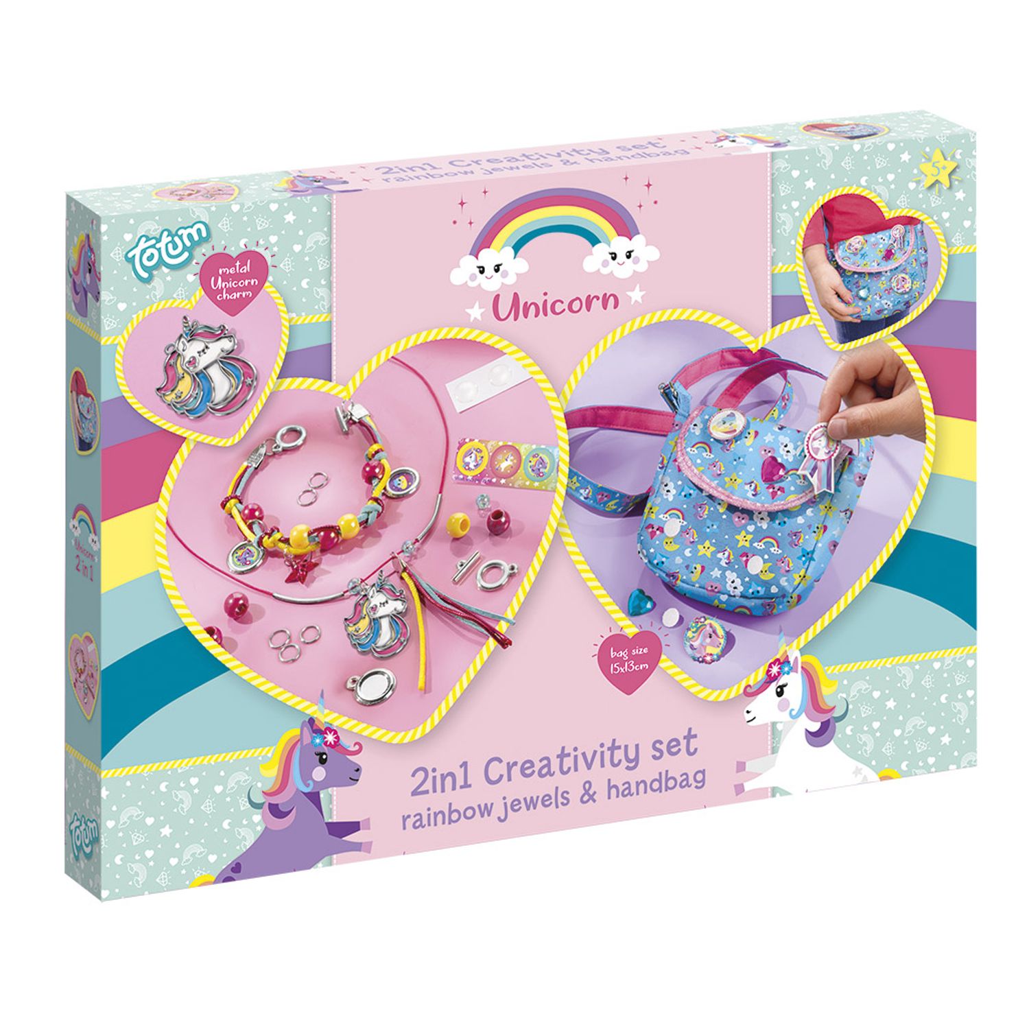 Set creativ 2 in 1 - Bratari curcubeu si gentuta cu unicorni fotografia produsului