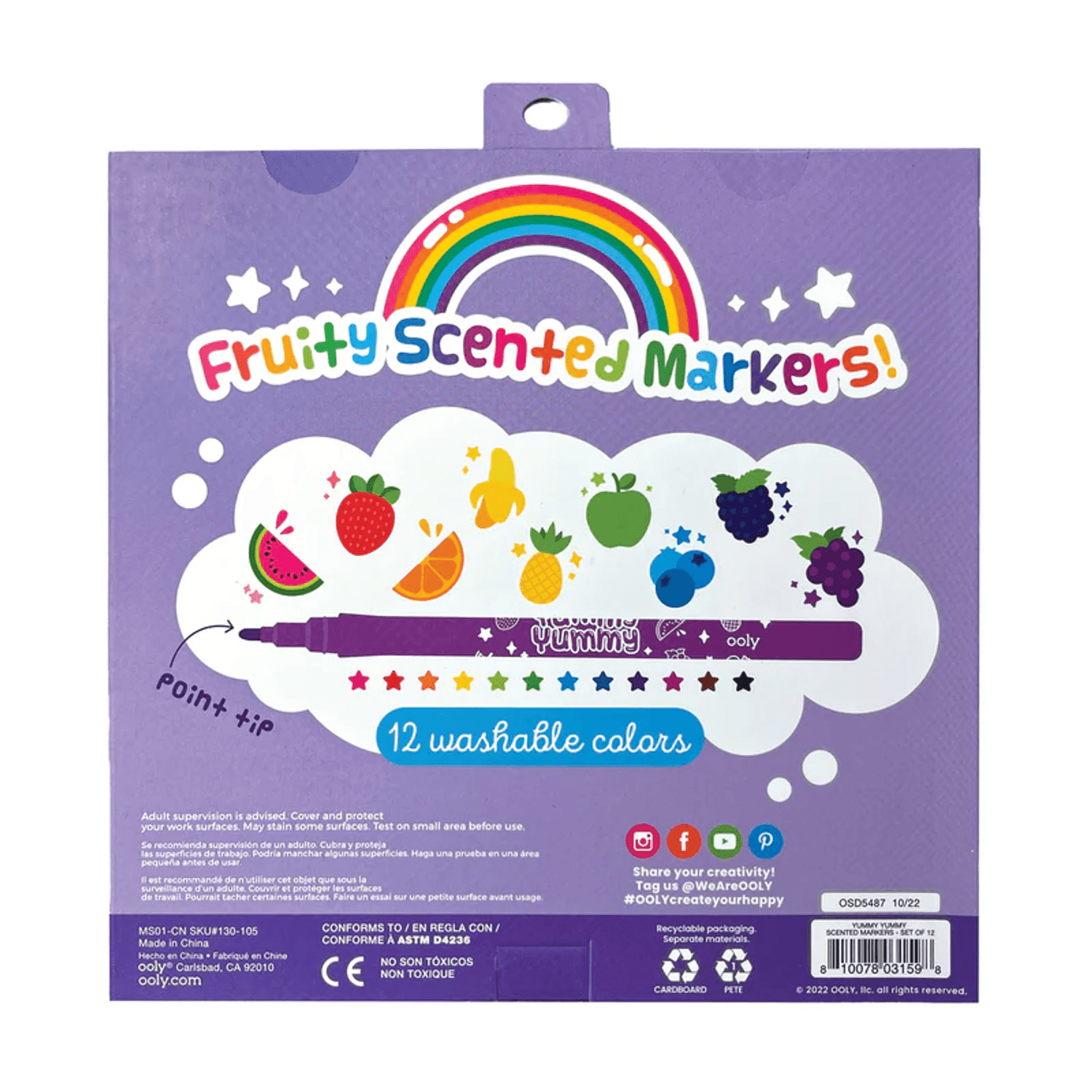 Carioci parfumate lavabile Yummy Yummy - Set de 12 fotografia produsului View 3 L