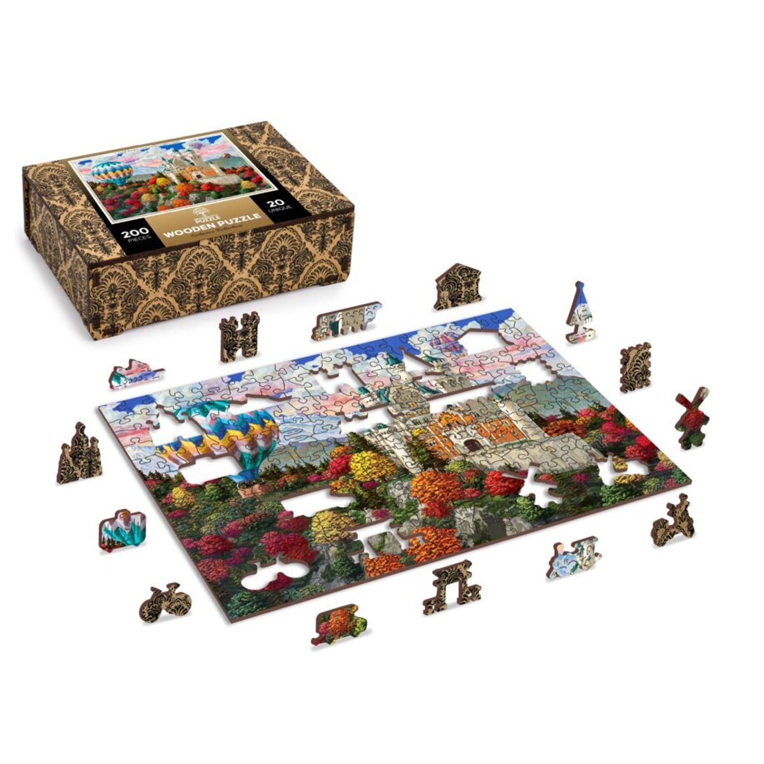 Puzzle din lemn, Castelul Neuschwanstein, 200 piese fotografia produsului View 2 L