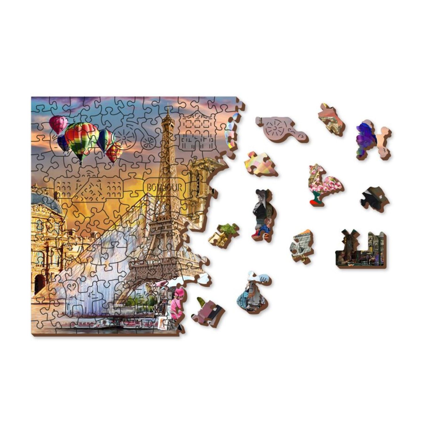 Puzzle din lemn, Primavara la Paris, 200 piese fotografia produsului View 3 L