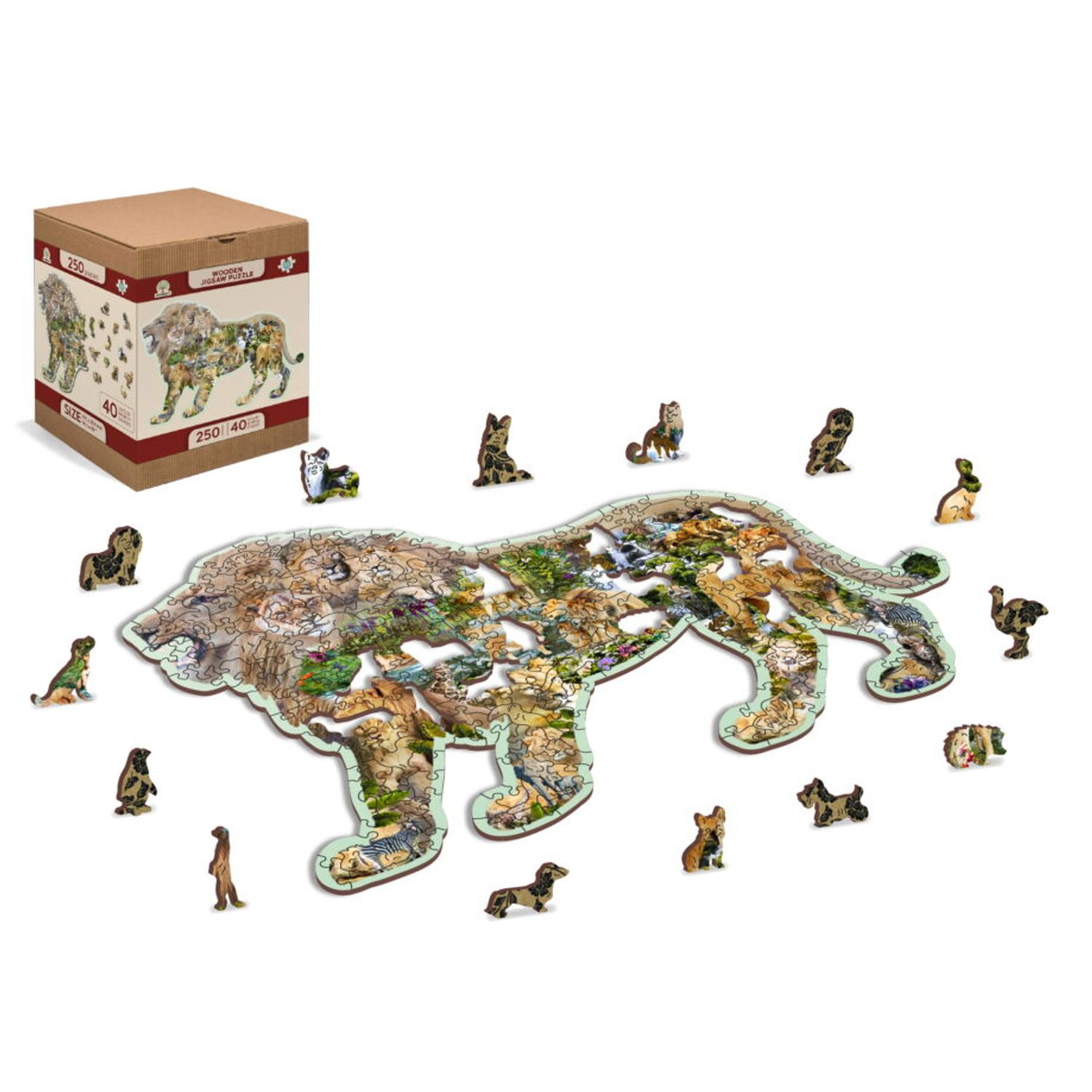 Puzzle din lemn, Regele junglei, 250 piese fotografia produsului View 2 L