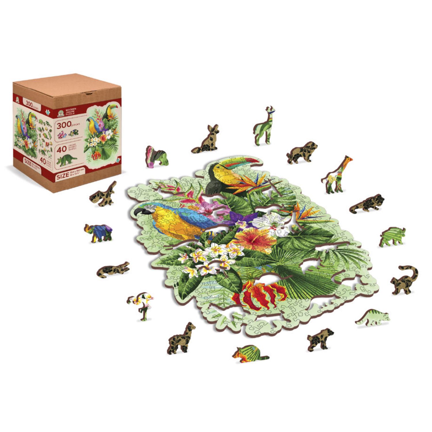 Puzzle din lemn, Pasari tropicale, 300 piese fotografia produsului View 2 L