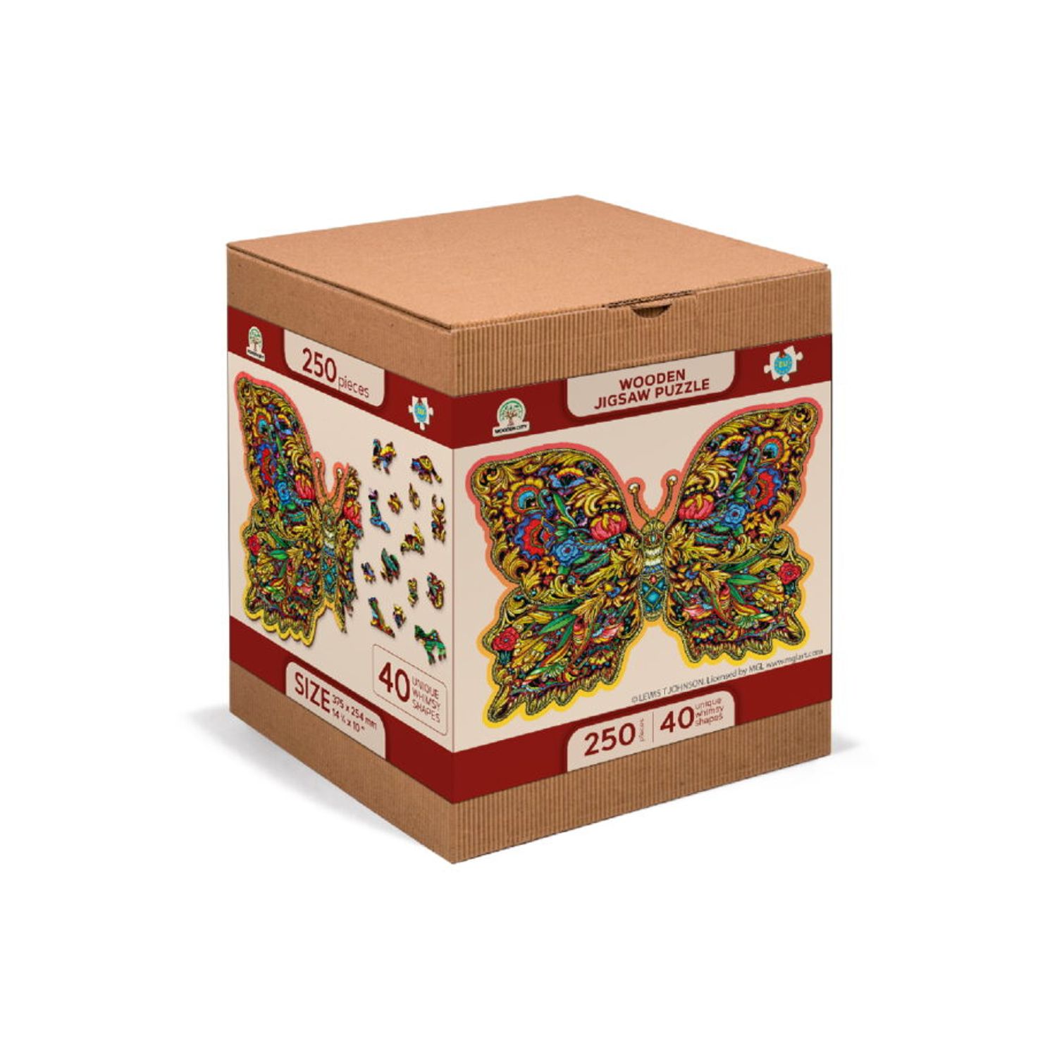 Puzzle din lemn, Fluture colorat, 250 piese fotografia produsului