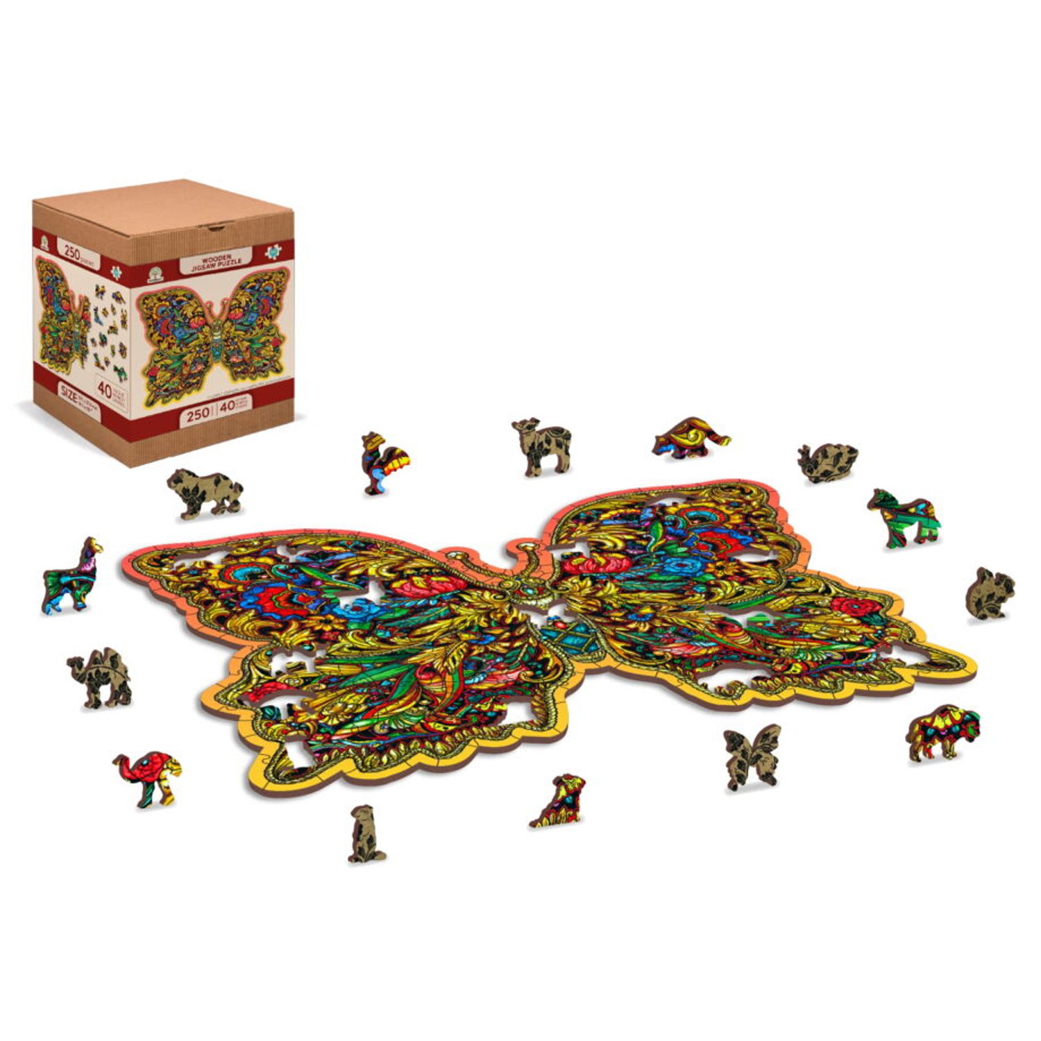 Puzzle din lemn, Fluture colorat, 250 piese fotografia produsului View 2 L