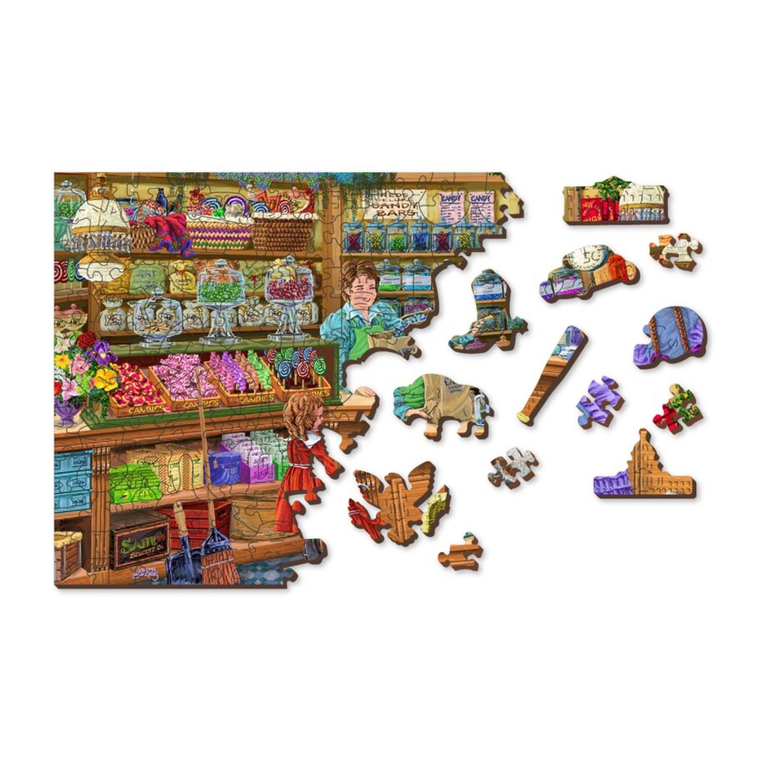 Puzzle din lemn, Magazinul de bomboane, 200 piese fotografia produsului View 3 L