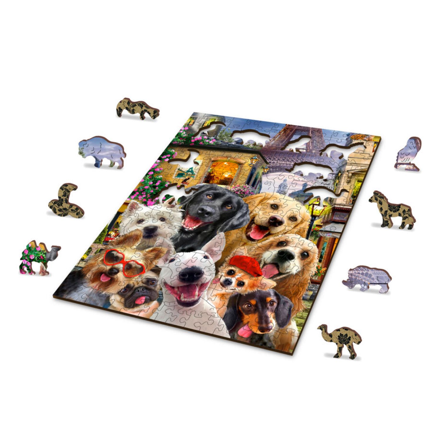 Puzzle din lemn, Catelusi in Paris, 200 piese fotografia produsului View 4 L
