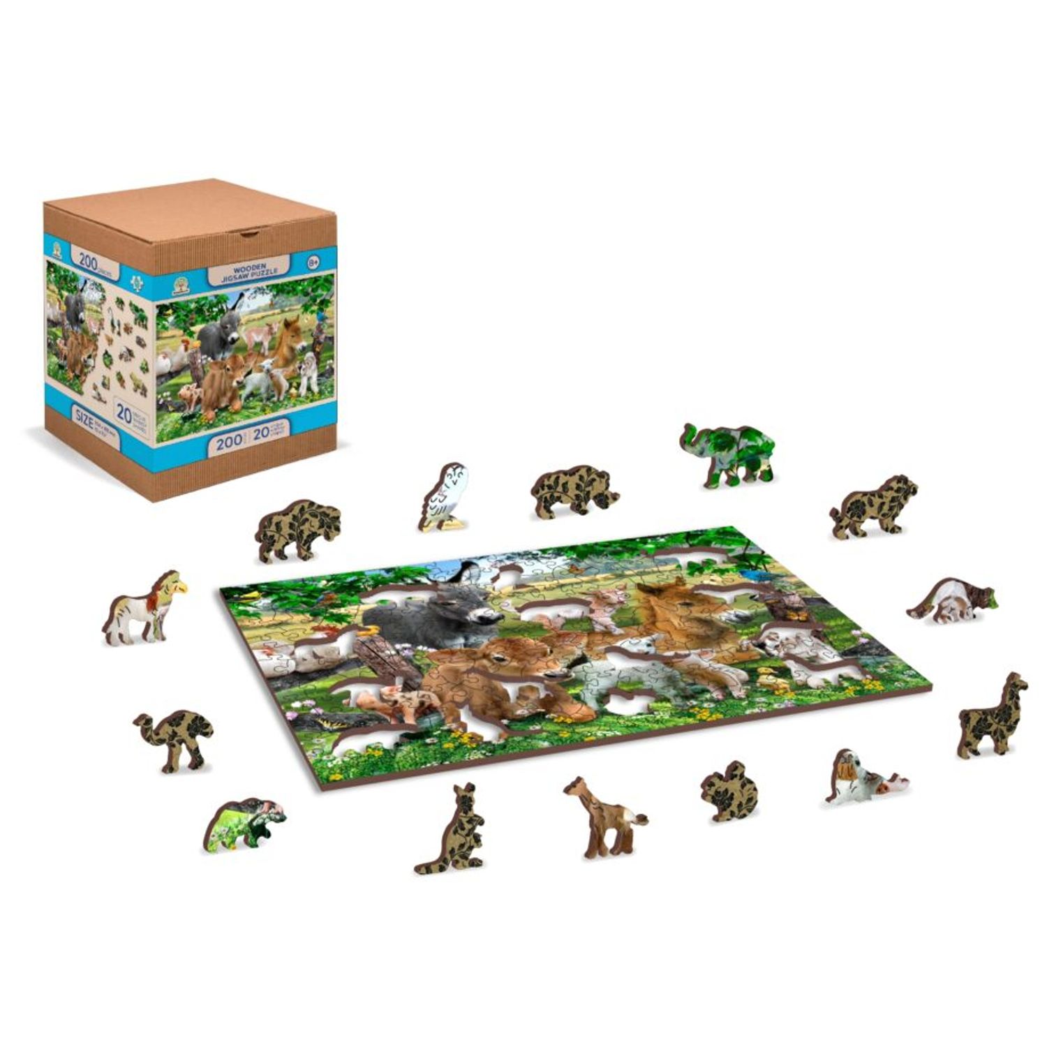 Puzzle din lemn, Cresa animalelor, 200 piese fotografia produsului View 2 L