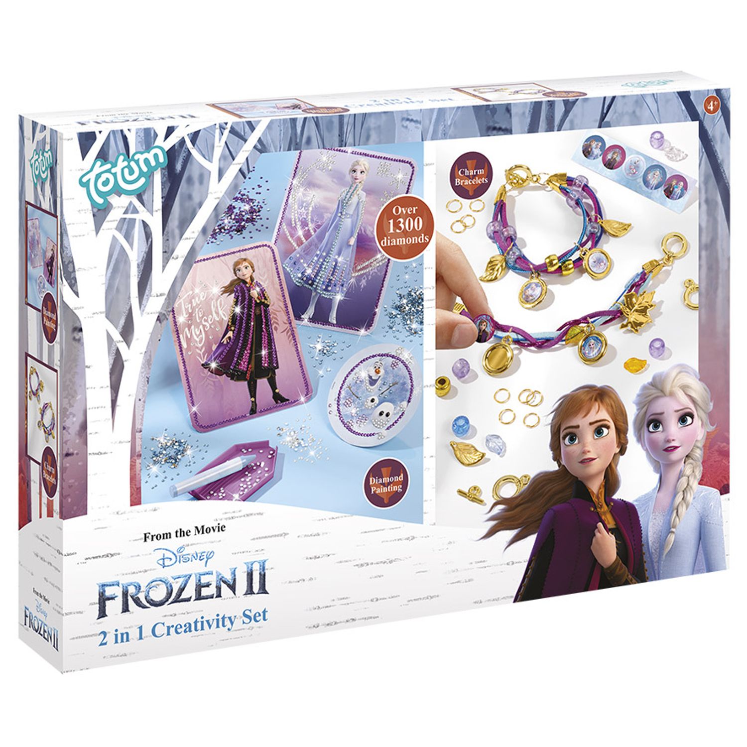 Set creativ DIY 2 in 1, Diamond painting si bratari cu pandantive Disney Frozen fotografia produsului