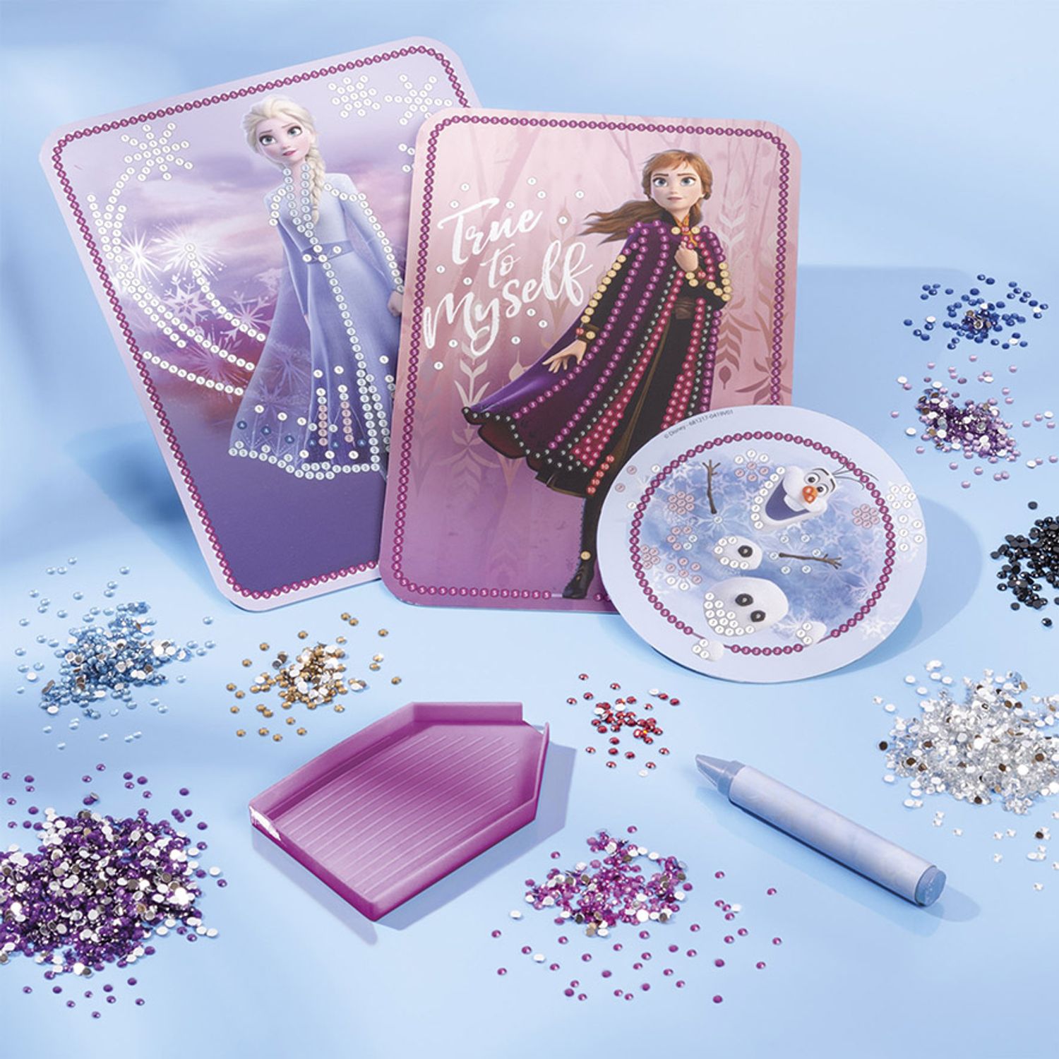 Set creativ DIY 2 in 1, Diamond painting si bratari cu pandantive Disney Frozen fotografia produsului View 2 L