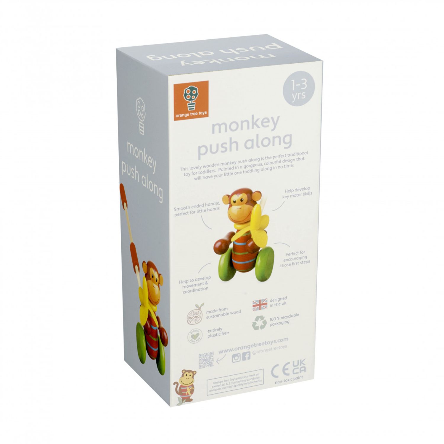 Jucarie de impins maimutica, Orange Tree Toys fotografia produsului View 3 L