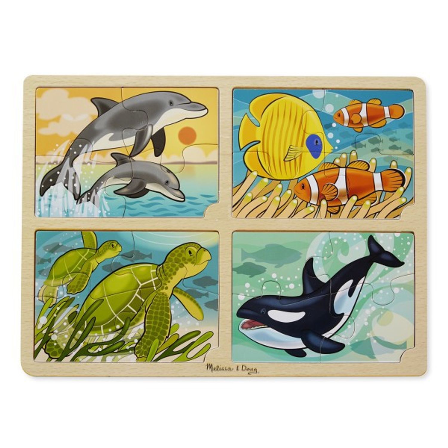 Set 4 puzzle lemn Viata marina fotografia produsului