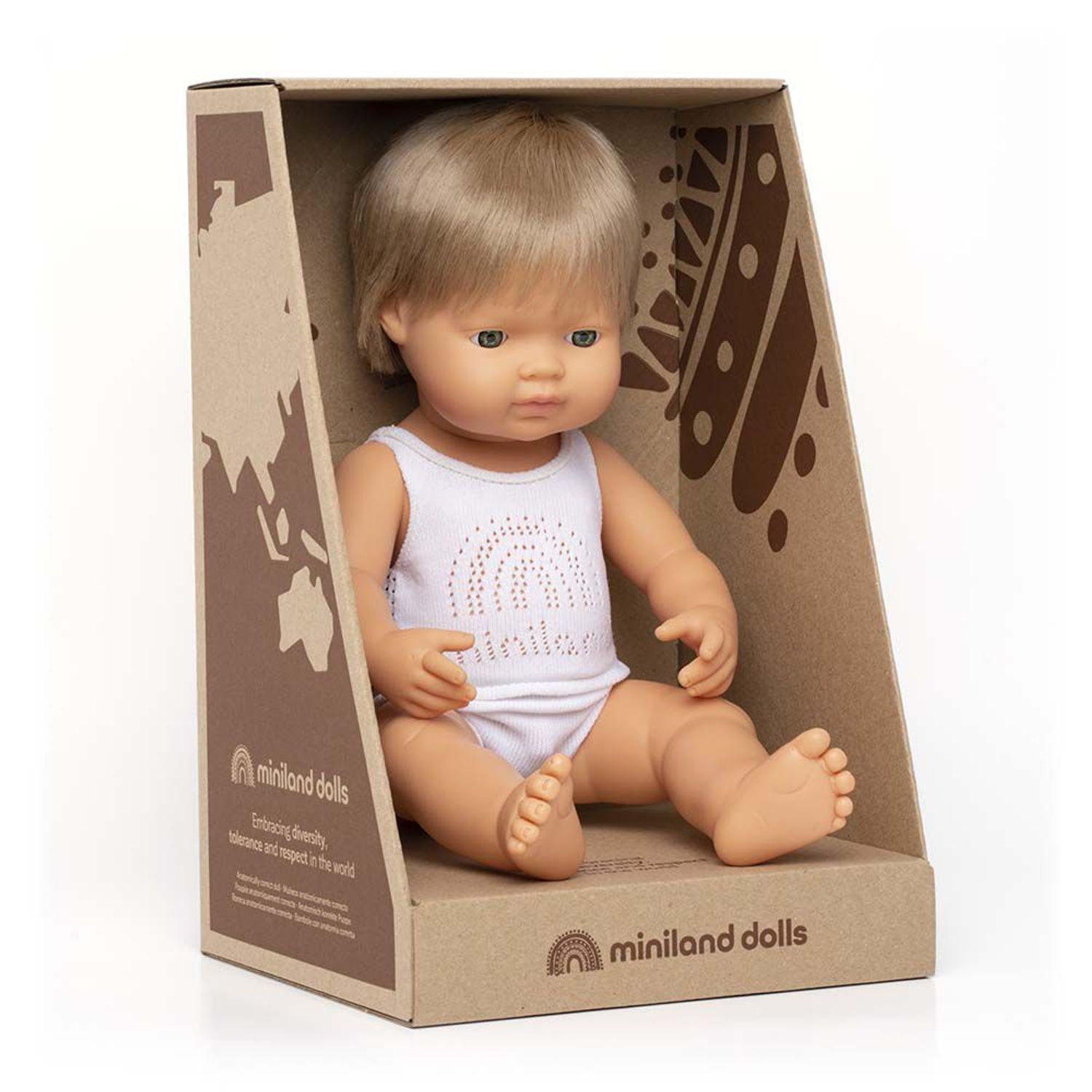 Papusa educativa 38 cm Baiat caucazian blond inchis fotografia produsului View 2 L