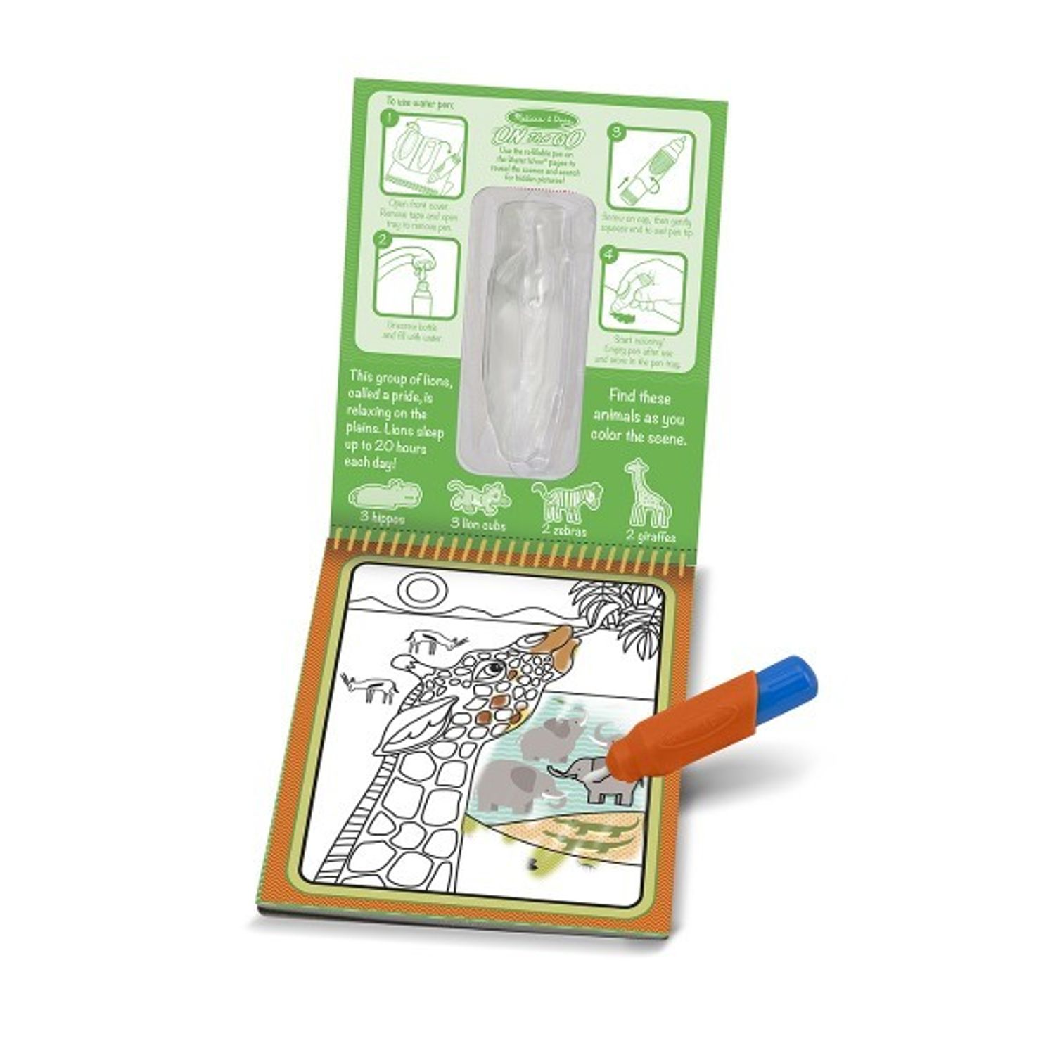 Carnet de colorat cu Apa magica Safari - Melissa and Doug fotografia produsului View 3 L