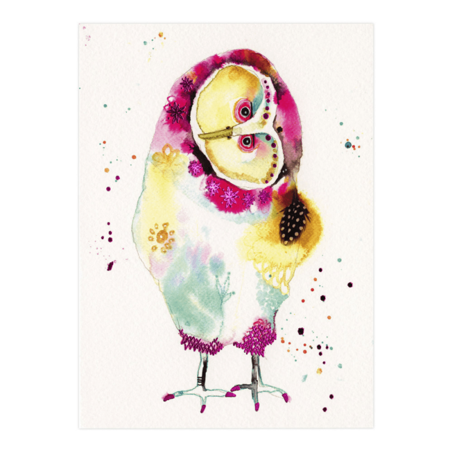 Felicitare Eclectic Watercolour Barn Owl fotografia produsului