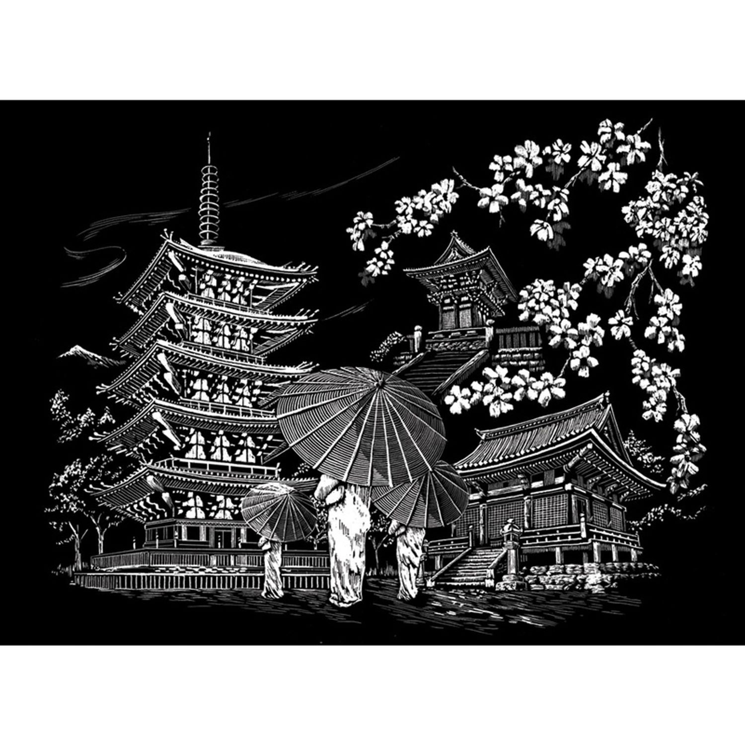 Set gravura Templu Kyoto fotografia produsului