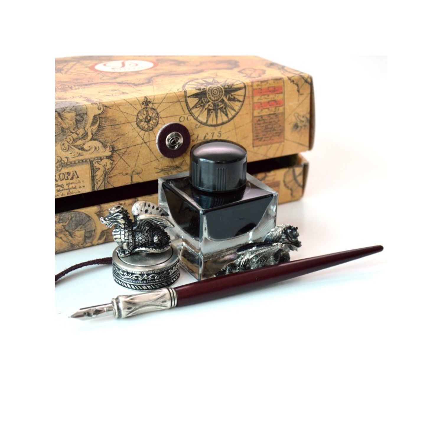 Set de scris "old writing" cu toc si calimara fotografia produsului View 2 L