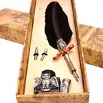 Set de scris cu pana cu decoratiune si calimara fotografia produsului