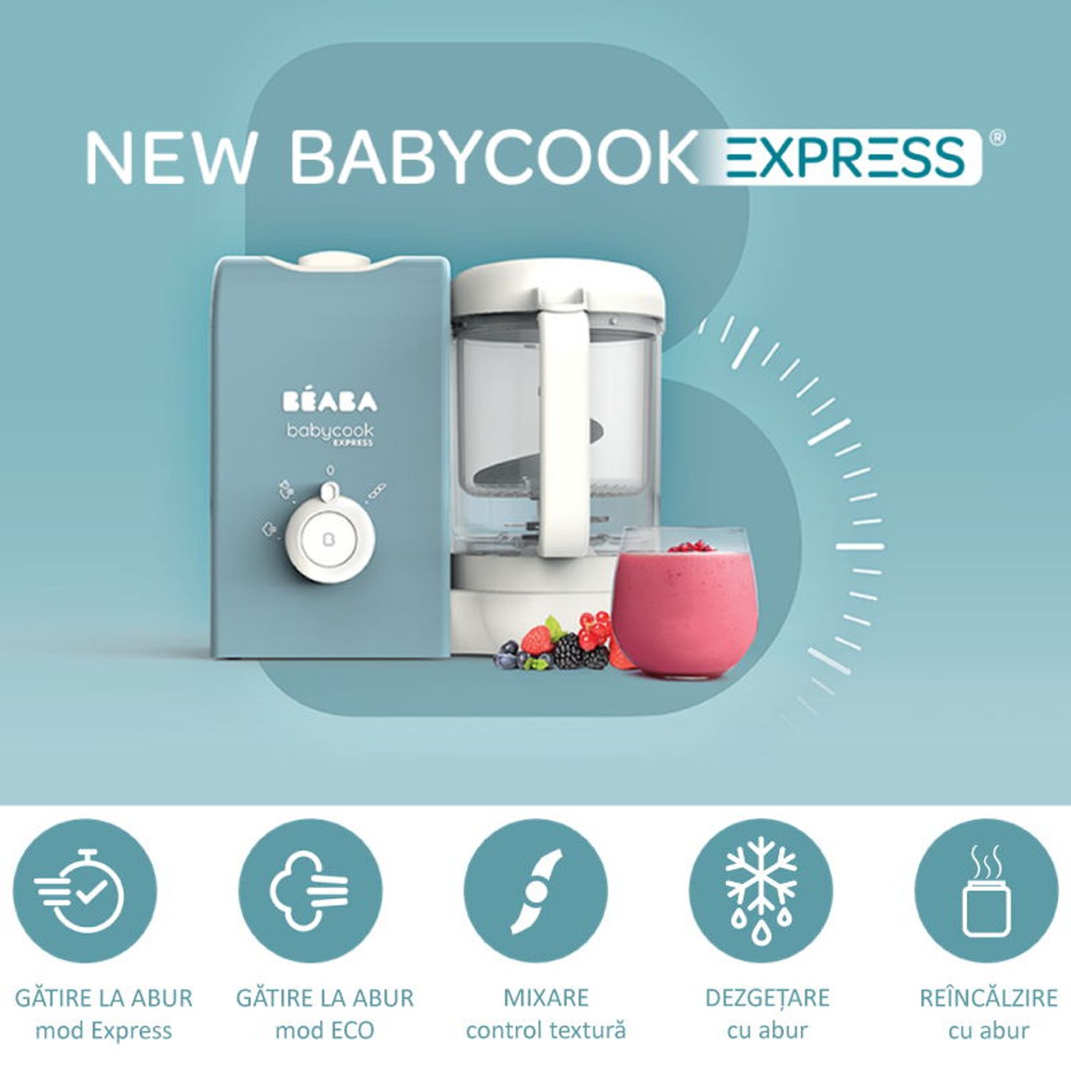 Robot Beaba Babycook Express Baltic Blue, 1000 ml (Albastru) fotografia produsului View 6 L