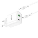 Incarcator Retea BLUE Power BCC80A Rapido, 20W, USB, USB Type-C, Quick Charge + cablu USB Type-C, 1m (Alb) fotografia produsului View 3 S