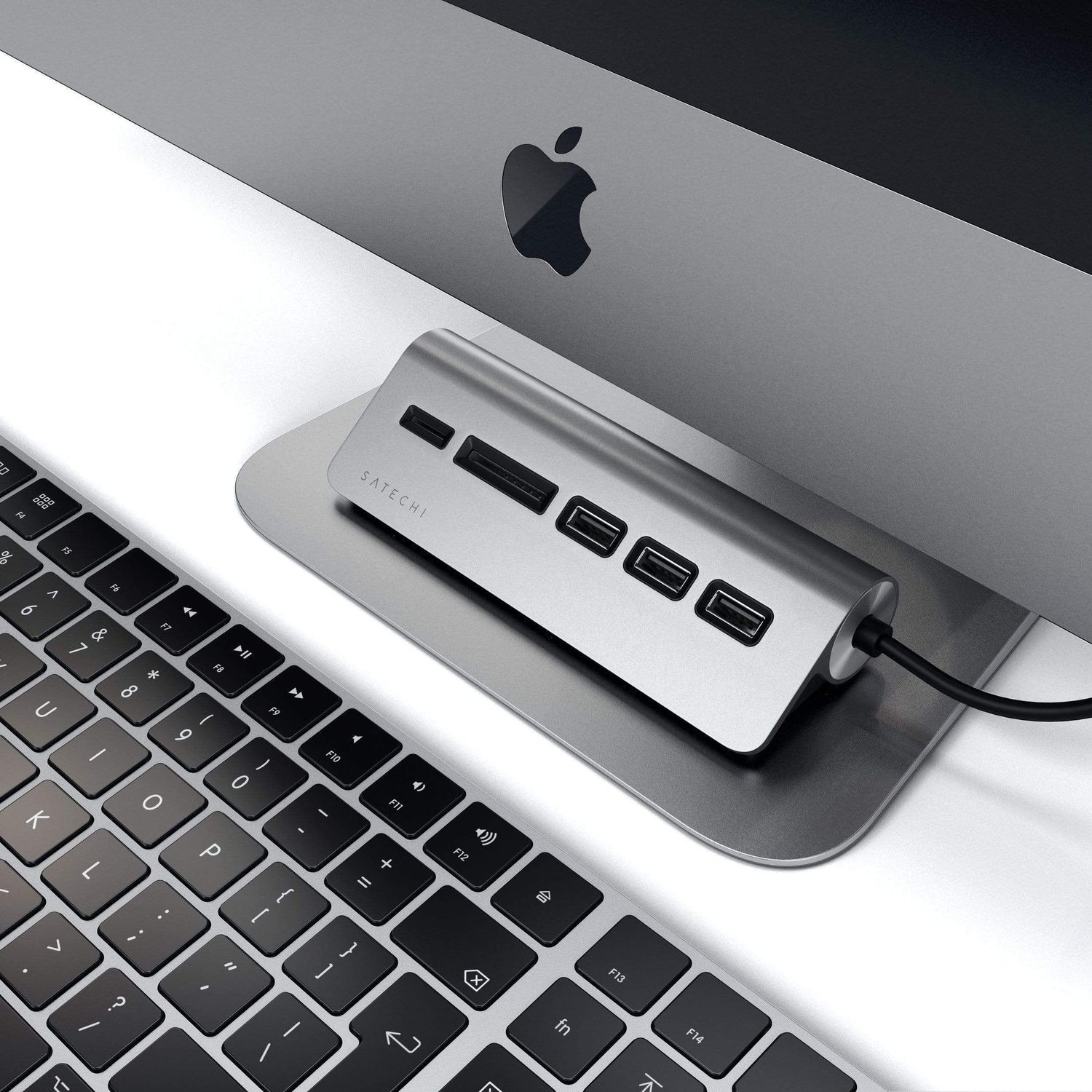 Hub USB Satechi ST-TCHCRM, 3 x USB 3.0, USB Type-C (Gri) fotografia produsului View 4 L