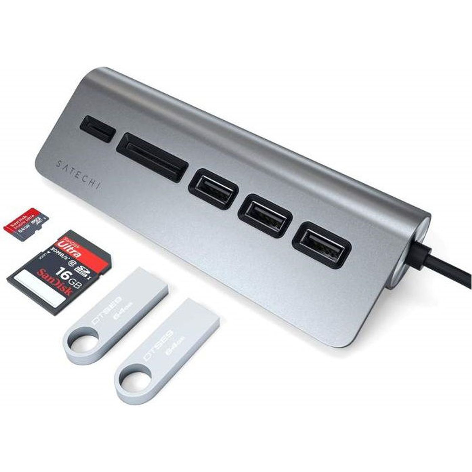 Hub USB Satechi ST-TCHCRM, 3 x USB 3.0, USB Type-C (Gri) fotografia produsului View 3 L