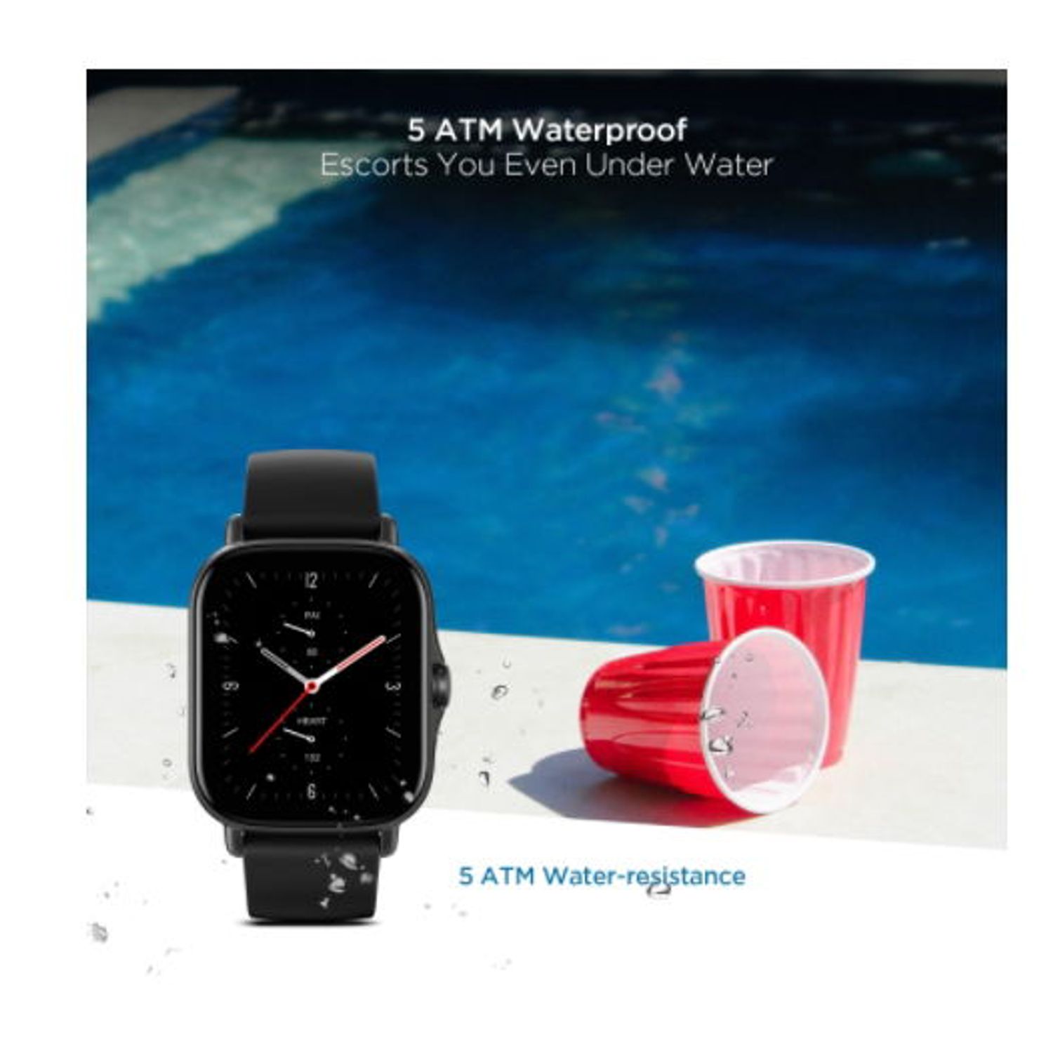 Ceas activity tracker Huami Amazfit GTS 2e, Bluetooth 5.0, Waterproof 5 ATM, senzor SpO2 (Negru) fotografia produsului View 8 L