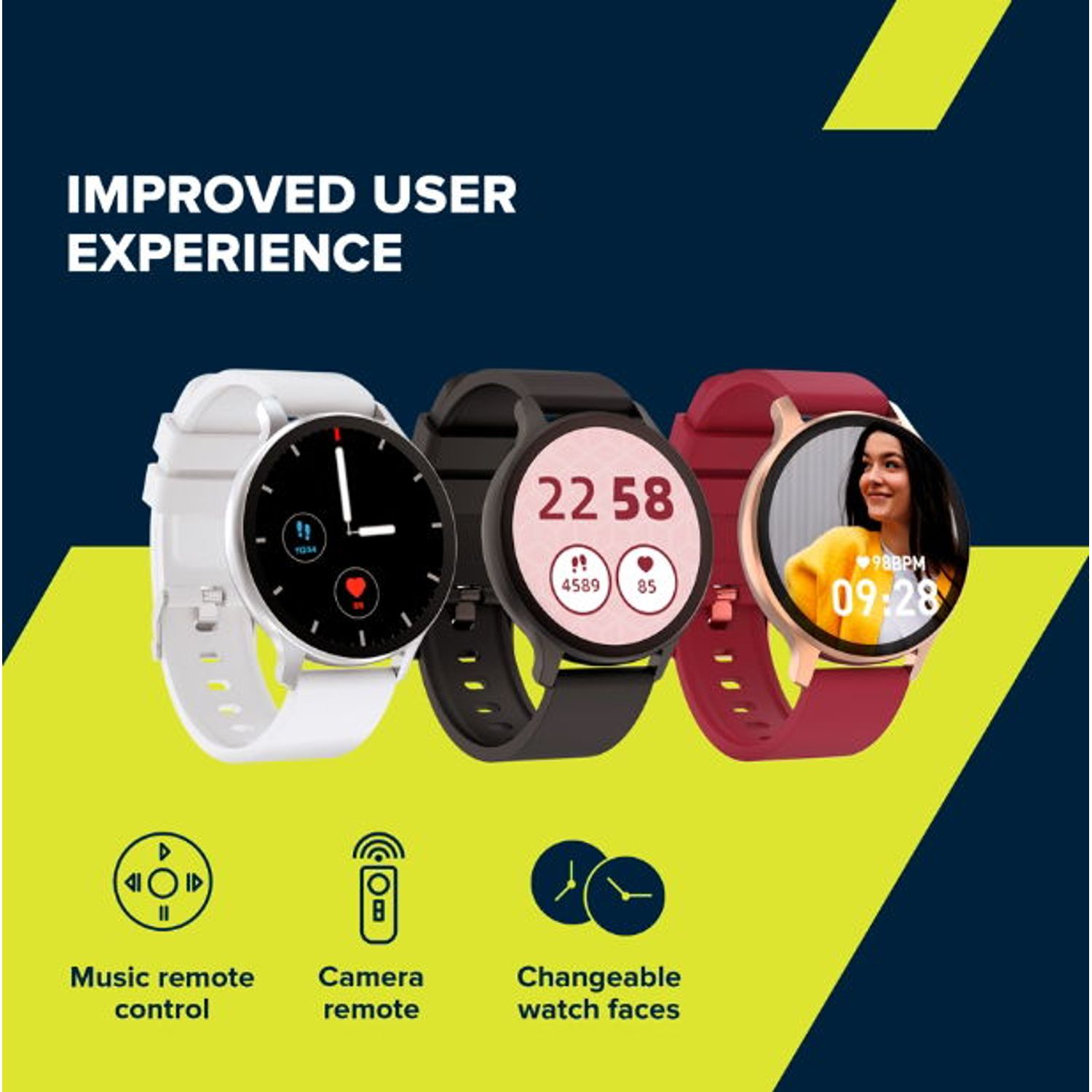 Smartwatch Canyon Badian SW-68, Display TFT 1.28", Bluetooth, Waterproof IP68, Android/iOS (Auriu/Rosu) fotografia produsului View 5 L