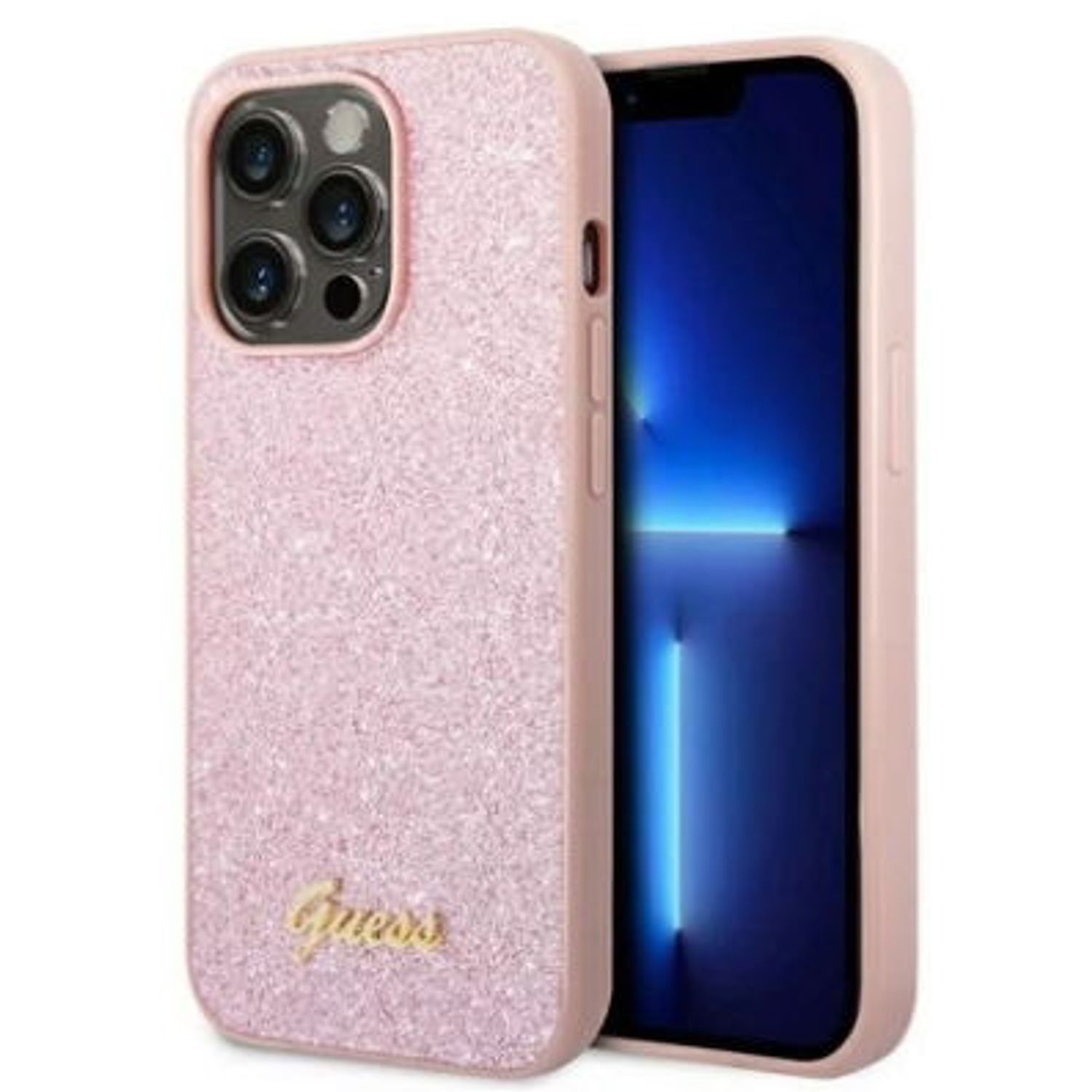 Husa Protectie Spate Guess Glitter GUHCP14XHGGSHP pentru iPhone 14 Pro Max (Roz) fotografia produsului