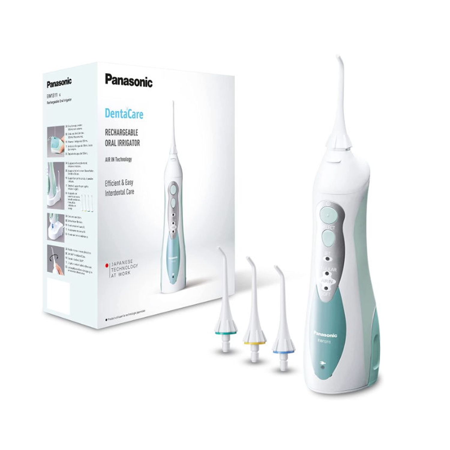 Irigator bucal Panasonic EW1313G845, Acumulator, 4 tipuri de ingrijire dentala cu jet de apa, 2 duze (Ortodontic si Normal) (Alb) fotografia produsului View 2 L