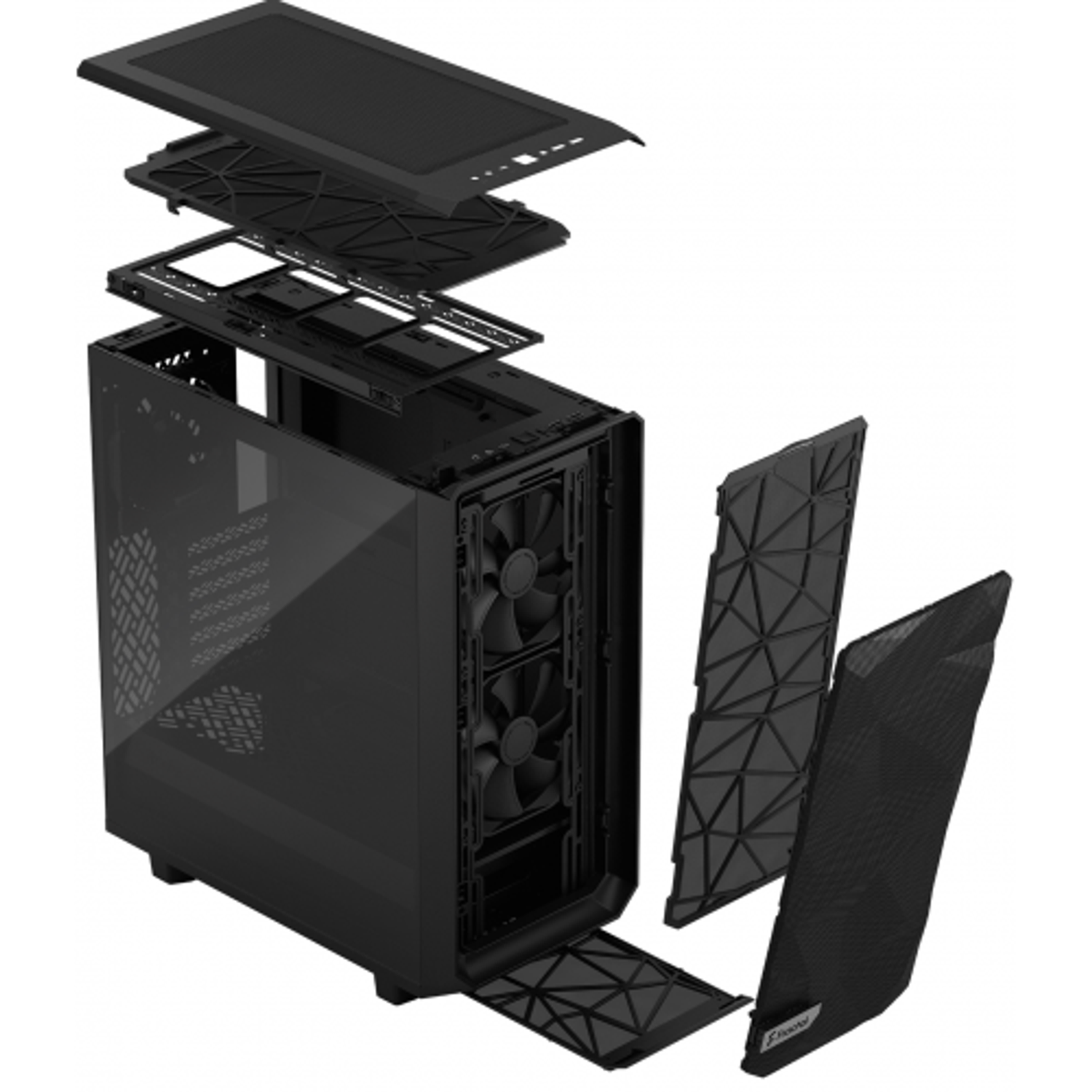 Carcasa Fractal Design Meshify 2 Compact Light TG Black, Middle Tower, Tempered Glass (Negru) fotografia produsului View 10 L