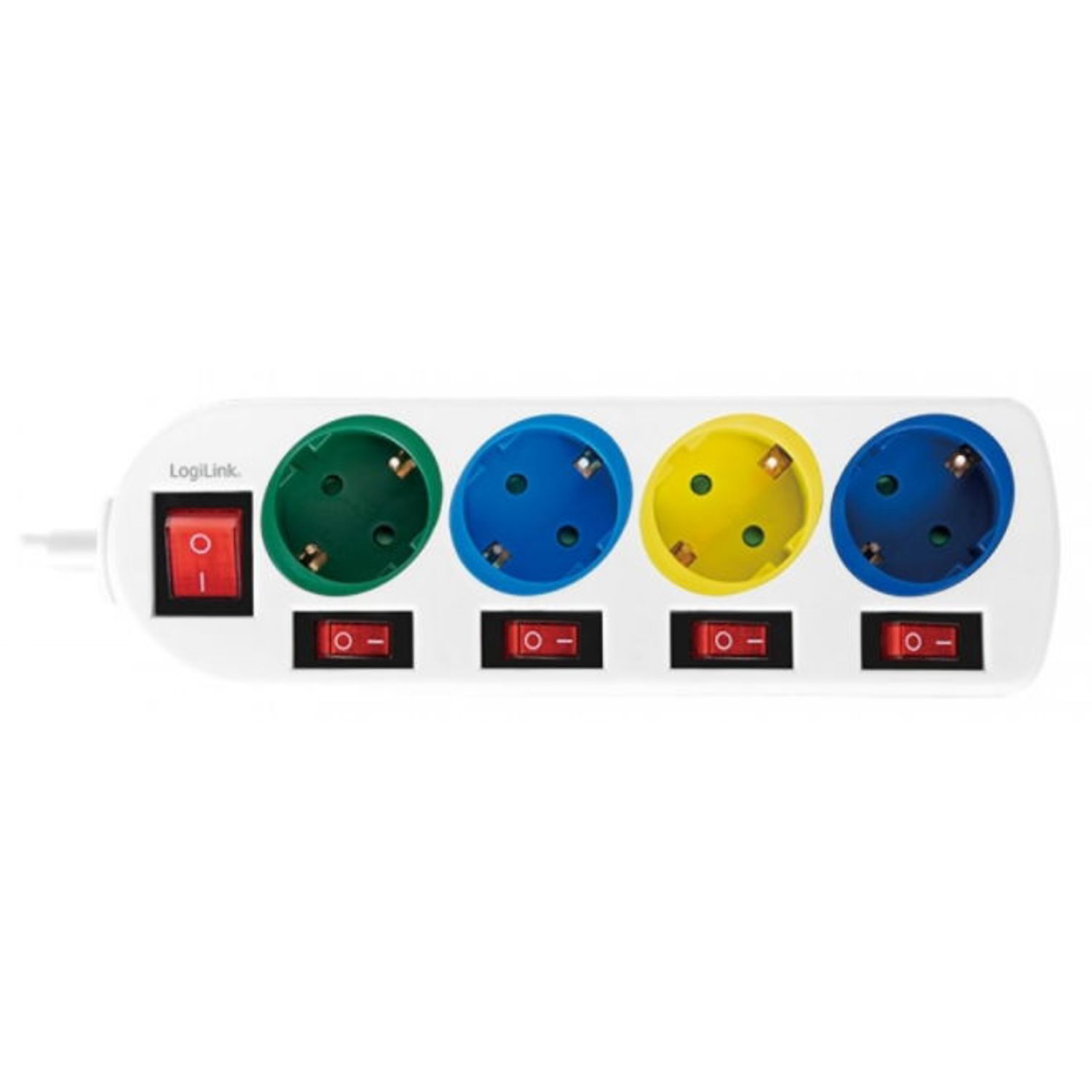 Prelungitor LogiLink LPS257, 4 prize, 1.5 m (Multicolor) fotografia produsului View 2 L