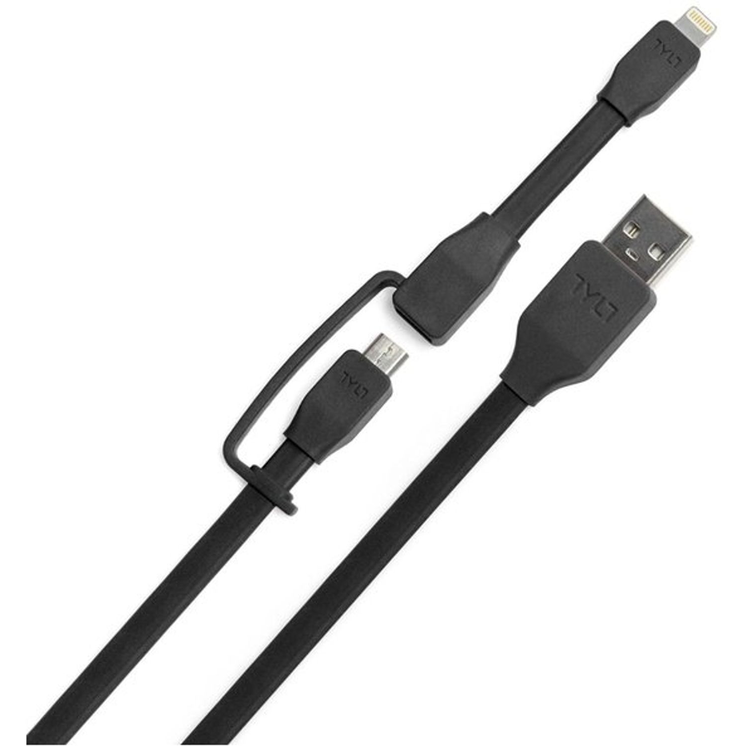 Cablu de date Tylt Duo, Lightning/MicroUSB, 0.3m (Negru) fotografia produsului