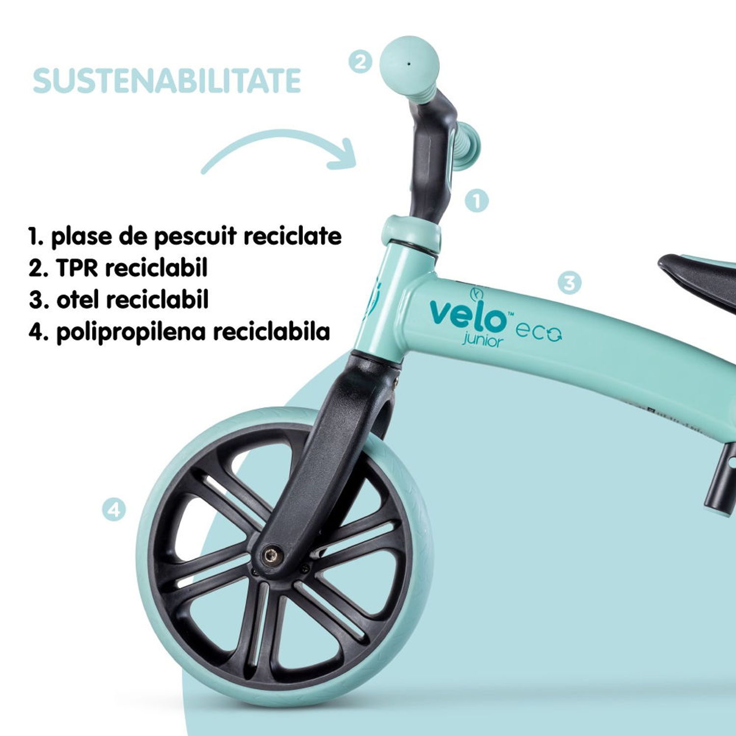 Bicicleta echilibru Yvolution Y Velo Junior Eco Green fotografia produsului View 7 L