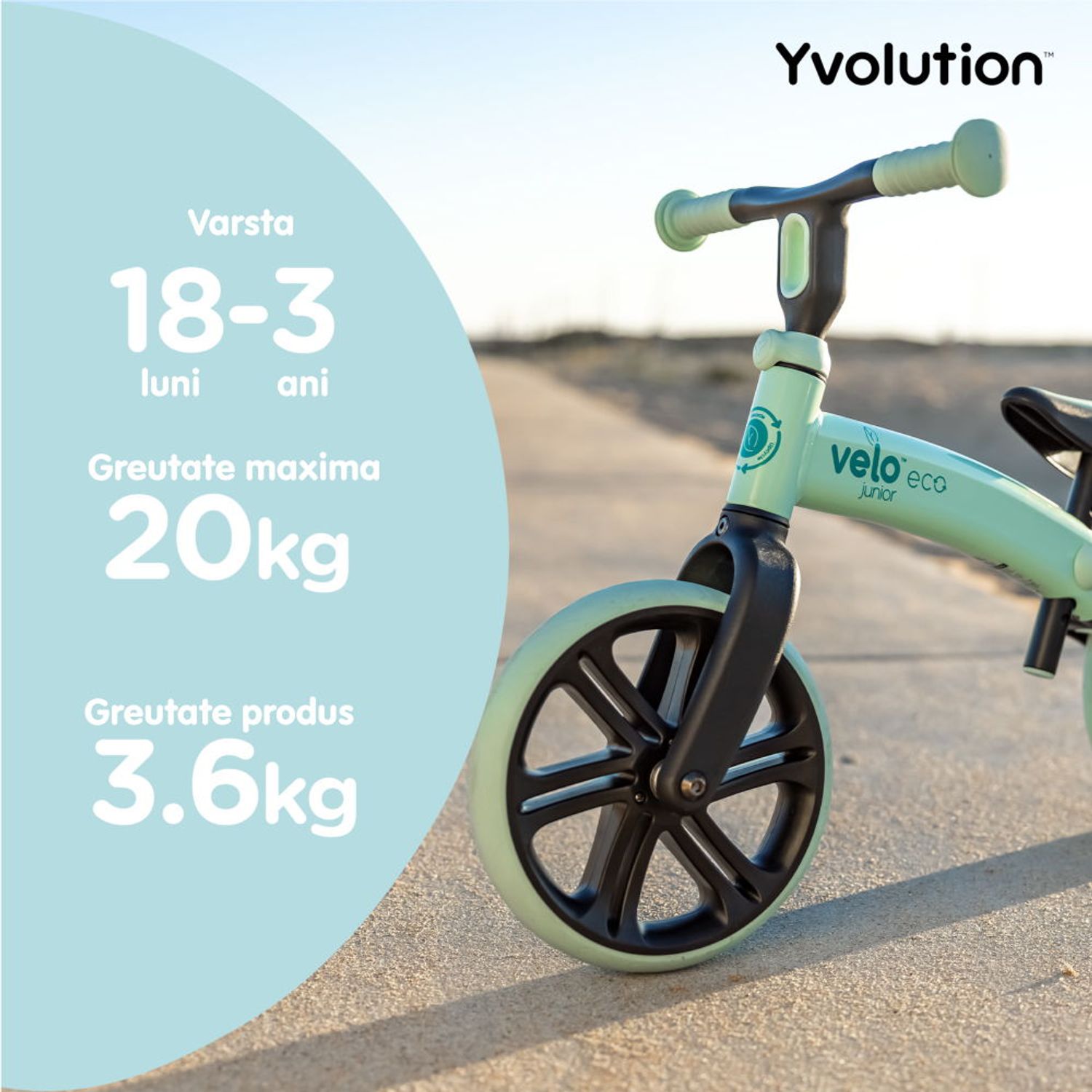Bicicleta echilibru Yvolution Y Velo Junior Eco Green fotografia produsului View 8 L