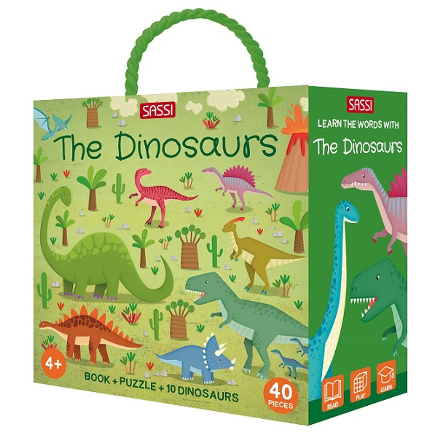 Puzzle 40 piese cu carte si figurine &ndash; Dinozauri, Sassi fotografia produsului
