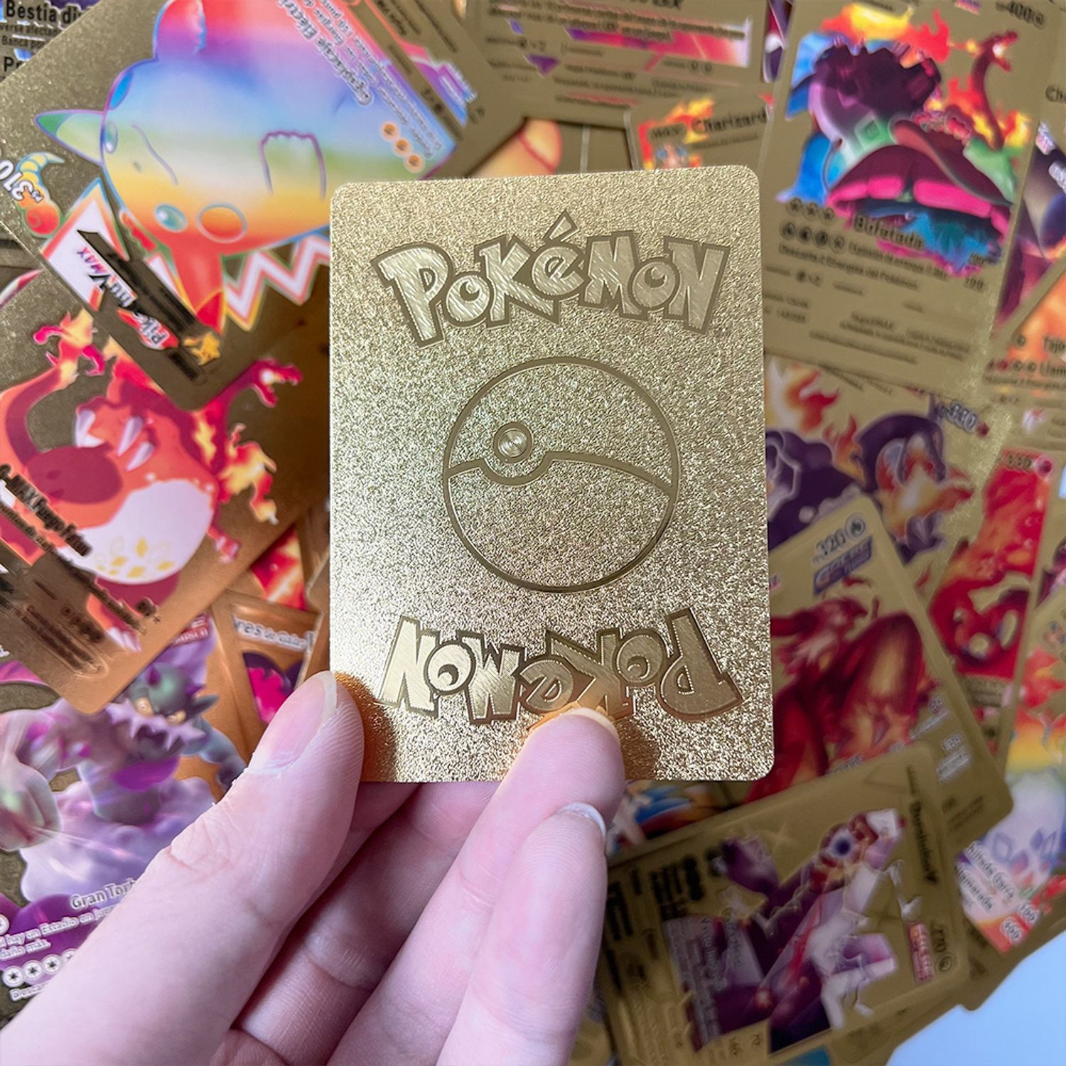 Set cartonase Pokemon IdeallStore&reg;, Gold GTX, editie de colectie, 55 bucati, aurii fotografia produsului View 11 L