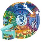 Puzzle rotund in cutie cadou, Harta Animale, 150 piese fotografia produsului