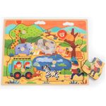 Puzzle Incastru din Lemn cu Maner, Animale Salbatice fotografia produsului