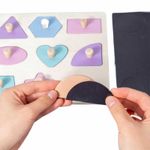 Puzzle incastru din lemn cu maner, 12 forme geometrice, pastel fotografia produsului View 2 S